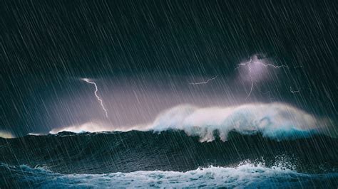 heavy rain and big ocean waves